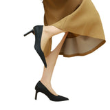 kamames kamames And Summer New Korean Version Of Fashion High-Heeled Shoes Pointed Head Shallow Mouth Thick With Solid Color Orange Single Shoes Commuter Work Shoes Women