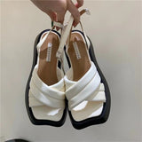 kamames design fluorescent color thick-soled platform sandals women's 2022 summer new one-word buckled open-toed shoes pumps
