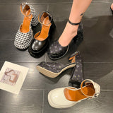 kamames High-Heeled Shoes Women's 2024 New Style Ultra-High Heels Waterproof Table Thick Heels With Mary Jane Single Shoes