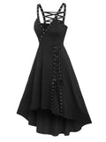 kamames Fire Print Eyelets Asymmetric Dress Irregular Zippered Gothic Jurken Streetwear Femme Dresses