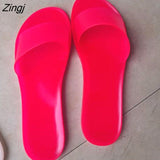 kamames Women 2023 Summer Woman Jelly Shoes Candy colors PVC Flat Sandal Ladies Peep Toe Casual Slides Female Flip Flops Beach