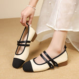 kamames kamames Single Shoes Women 2024 Spring Autumn New Korean Version Of Fashion Square Head Thick With Shallow Words Buckle Bean Shoes