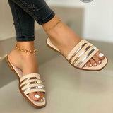 kamames kamames Female Summer 2023 New Soft Bottom Flat Roman Fairy Wind Beach Shoes Summer Plus Size Women's Shoes 35-43