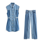 Zingj Spring Quilted Denim Dress 5862085 Denim Trousers 655862072