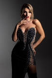 kamames Porsha Diamonate Strapless Maxi Bandage Dress