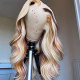 Highlight Wig Human Hair Body Wave Lace Frontal Wigs Colored 13x4 Lace Frontal Wig P4/27 Ombre Honey Blonde Lace Front Wig Synthetic