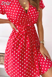 Zingj Sleeve Women Summer Dress Beach Sexy V Neck Mini Party Dress Ladies Polka Dot Vintage Sundress 2023 Robe Femme