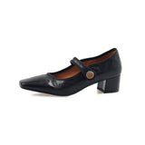 kamames Maillard Square Head Mary Jane Shoes 2024 Early Spring New Thick Heel One-Word Buckle Single Boot Vintage Women's Shoes