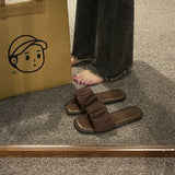 kamames Flat Slippers In The Summer Of 2024 Women Wear Flip-Flops, Flat Heels, Pregnant Women's Comfortable And Fashionable Square-Toe Shoes.