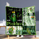 1pc Cozy Cucumber Pickle Blanket - Soft Flannel Throw Blanket for All Seasons - Comfortable, Warm, and Personality Blanket for Family and Friends