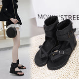 kamames New Heightened Women's Shoes With High Toes, High Heels, Retro Roman Shoes, Toe Flat-Soled Sandals In Summer