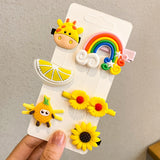 1Set New Girls Cute Cartoon Flower Geometric Hairpins Sweet Headband Hair Ornament Barrettes Hair Clips Fashion Hair Accessories