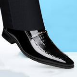 kamames kamames 7701 Crocodile Men's Patent Leather Business Leather Shoes Set Pointed Toe Slim Leather Shoes Men's Shoes