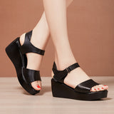 kamames Summer New Thick-Soled Sandals Women's 6Cm Slope Heel Sandals Middle Heel Waterproof Table Large Size Comfortable Muffin Fishmouth Shoes