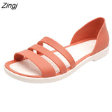 kamames Women Summer Flat Sandals 2023 Open-Toed Slides Slippers Candy Color Casual Beach Outdoot Female Ladies Jelly Shoes