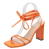kamames kamames Summer Women's Shoes With Sexy Square Head Straps, Stilettos, High Heels, Cross-Strapped Sandals