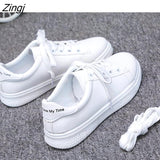 kamames Women Sneakers Leather Shoes Spring Casual Flats Sneakers Female New Fashion Comfort White Shoes