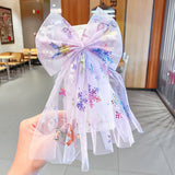 New Girls Beautiful Chiffon Bow Print Flower Strawberry Hairpins Headband Kids Sweet Hair Decorate Clip Fashion Hair Accessories