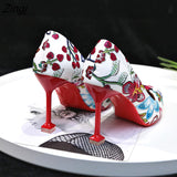 kamames New Pointy Shallow Shoes Sweet And Beautiful Flowers Hit Color Stiletto Heels Fashion High Heel Shoes