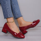 kamames kamames Leather Square With Fashion Single Shoes Female Grandma Shoes 2024 New Low Heel Shallow Bow Single Shoes Small Leather Shoes Women