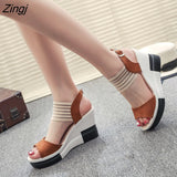 kamames Fashion Wedge Women Shoes Casual Belt Buckle High Heel Shoes Fish Mouth Sandals 2023 Luxury Sandal Women Buty Damskie