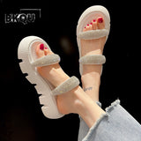 kamames Wedge Sandals Woman Summer 2022 Chunky Platform Women Leather Slippers Thick Sole Gladiator Shoes for Women Flip Flops