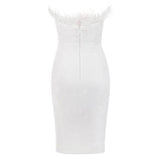 kamames Strapless Bandages Dress Sexy Feathers Sleeveless Clothes Club Party 2022 New Women Dress