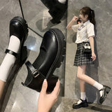 kamames Jane Female British Style Jk Shoes Retro Square Style Small Leather Shoes Women's Summer Thin Style With Skirt Shoes