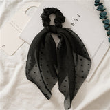 Korean Bow Long Ribbon Hair Scrunchie Chiffon Floral Print Sweet Elastic Hair Band Ponytail Hair Scarf Hair Tie Hair Accessories