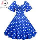 kamames Women Summer Dress Butterfly Sleeve Swing Vintage Dresses Robe Femme Elegant Green Polka Dot Party Sundress Jurken