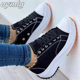 kamames Spring and Autumn New Canvas Shoes Lace Up Thick Bottom Large Size Muffin Bottom Low Top Comfortable Casual Shoes