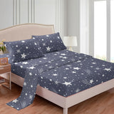 4-Piece Meteor Print Bedding Set - Soft, Breathable Comfort for Bedroom, Guest Room, Hotel - Includes Fitted & Flat Sheets, 2 Pillowcases