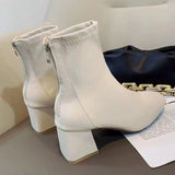kamames kamames Boots 2024 New Women's Boots Winter Head Back Zipper Short Boots Women's Thick Heels Children's Shoes