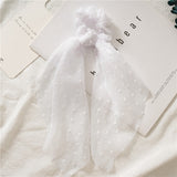 Korean Bow Long Ribbon Hair Scrunchie Chiffon Floral Print Sweet Elastic Hair Band Ponytail Hair Scarf Hair Tie Hair Accessories