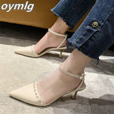 kamames thin Baotou sandals 2022 summer new pearl white pointed toe stiletto women's shoes high heel sandals designer sandals