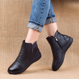 kamames 2023 Autumn Fashion Women Genuine Leather Boots Handmade Vintage Flat Ankle Botines Shoes Woman Winter botas 430-0