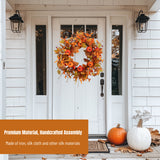 24 inch Fall Wreath Thanksgiving Pumpkin Wreath for Front Door with Maple Leaves Harvest Wreath for Door Window Porch Thanksgiving Halloween Decor