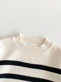 Boys Knit Pullover Sweater – Comfy Striped Cotton Casual Crew Neck Pullover Top For Fall/Winter