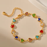 1pc Vibrant Heart-Shaped Zirconia Alloy Bracelet - Dazzling Crystal Accents, Adjustable Chain, Perfect Gift for Loved Ones, Friends, and Family