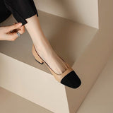 kamames kamames Color Small Fragrant Wind Square Head Thick Heel Single Shoes Female Spring And Autumn 2024 French Medium Heel Shallow Mouth Ladle Shoes French High-Heeled Shoes