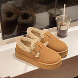 kamames Women's Snow Boots 2024 Autumn And Winter New Large Woolen Shoes Thick-Soled Cotton Shoes