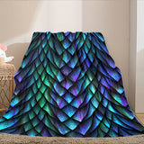 1pc Tri-Color Dragon Scale Print Flannel Throw Blanket - Soft, Warm & Cozy for Couch, Bed, Office, and Travel - Versatile All-Season Gift