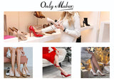 kamames Onlymaker Women's Sandals Platform Peep Toe Chunky Square Heels Ankle Strap Sandals Black And White Stripes Party Fashion Shoes