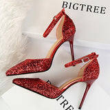 BIGTREE Shoes Sexy High Heels Women Pumps Sparkle Sequins Stiletto Heels 10 Cm Party Shoes Women Heels Summer Women Sandals New