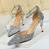 BIGTREE Shoes Heels 2022 New Woman Pumps Sequins High Heels Women Shoes Fashion Ladies Shoes Gold Sliver Stiletto Heels Sandals