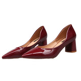kamames kamames High Heels, Single Shoes, Korean Version Women's Shoes, Nude Pointed Heels, Thick Heels, Spring And Autumn Shoes, Lacquered Leather Work Shoes.