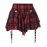 kamames Summer New Women's Dress Hip Skirt Dark Style Sexy Hot Girl Slim Red Plaid Half Skirt Woman