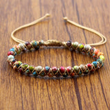 Vibrant 4mm Natural Stone Beads Handmade Yoga Bracelet - Adjustable, Braided, Colorful, One-of-a-Kind Accessory for Women - Perfect for Meditation, Spiritual Practices, and Everyday Wear