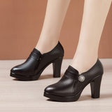 kamames Autumn And Winter New Deep Mouth Single Shoes Women's Thick Soles Waterproof Table Soft Soles High Heels Catwalk Work Shoes Women's Single Shoes