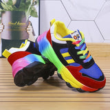 kamames Size Casual Single Shoes Rainbow Sole Fashion Tie Fly Weave Breathable Leisure Sports Spot Single Shoes Girls
